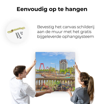 Canvas schilderij ophangen Kleurrijke Oude Haven In Rotterdam