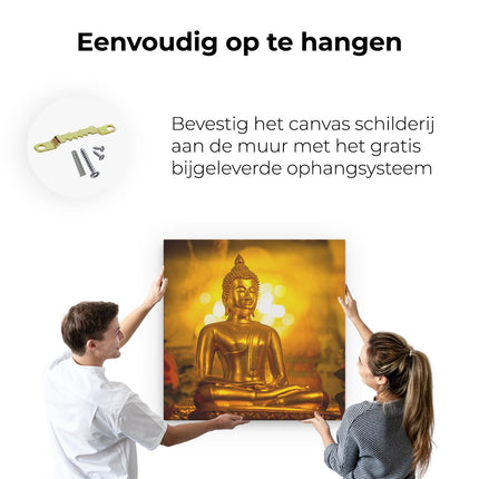 Canvas schilderij ophangen Gouden Boeddha Beeld