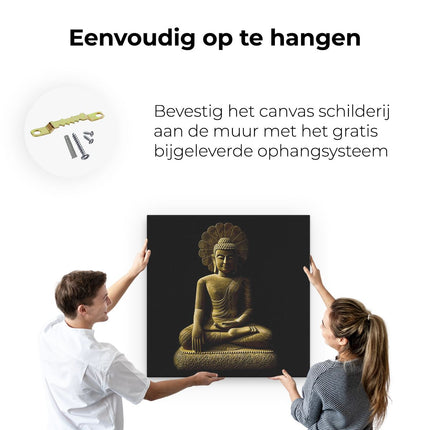 Canvas schilderij ophangen Gouden Boeddha Beeld In Meditatie 