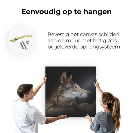 Canvas schilderij ophangen Wolvenkop Met Een Zonnestraal - Wolf