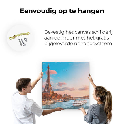 Canvas schilderij ophangen Eiffeltoren In Parijs Aan Het Water