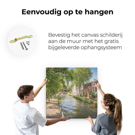 Canvas schilderij ophangen Oudegracht In Utrecht 