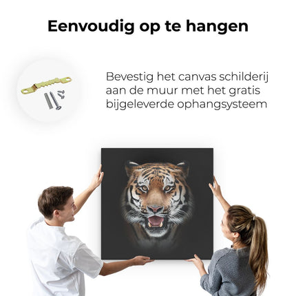 Canvas schilderij ophangen Tijgerkop - Tijger