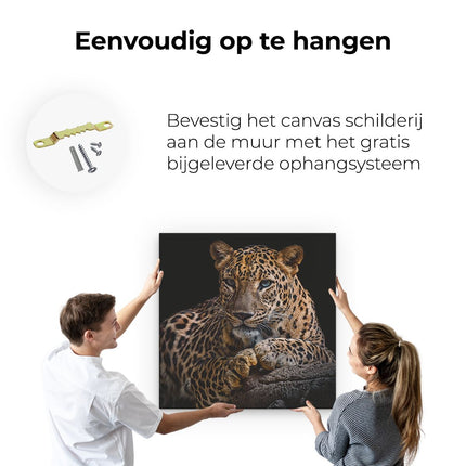 Canvas schilderij ophangen Luipaard Met Blauwe Ogen