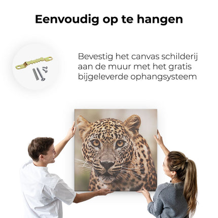 Canvas schilderij ophangen Luipaard Van Dichtbij Met Grote Ogen