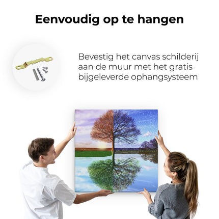 Canvas schilderij ophangen Vier Seizoenen Boom