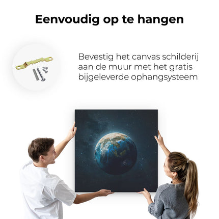 Canvas schilderij ophangen De Aarde Vanuit De Ruimte