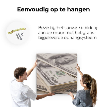 Canvas schilderij ophangen Dollar Geld Briefjes