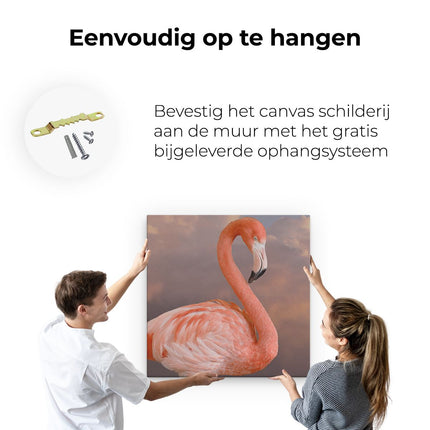 Canvas schilderij ophangen Roze Flamingo in de Wolken
