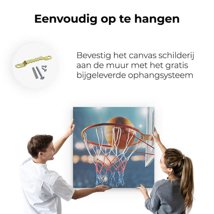 Canvas schilderij ophangen Basketbal in Ring - Hoepel - Bord