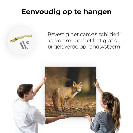 Canvas schilderij ophangen Vos in het Herfstbos