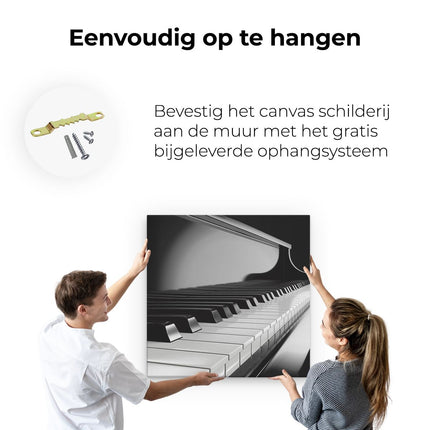 Canvas schilderij ophangen Pianotoetsen - Noten - Piano