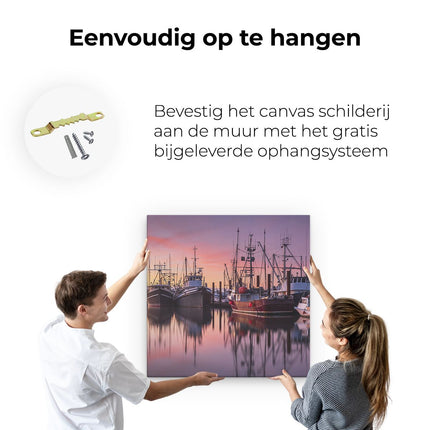 Canvas schilderij ophangen Schepen in de Haven - Boten