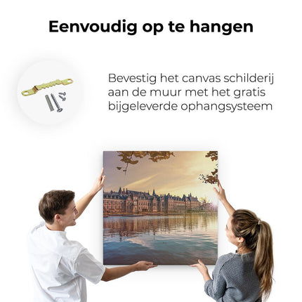 Canvas schilderij ophangen Binnenhof Gebouw in Den Haag