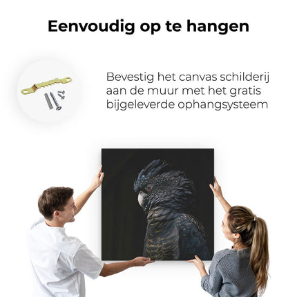 Canvas schilderij ophangen Zwarte Kaketoe