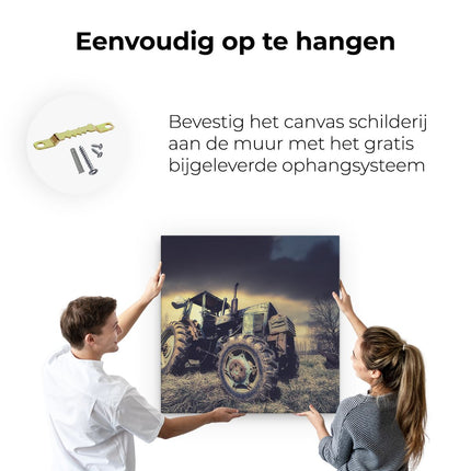 Canvas schilderij ophangen Oude Tractor op het Grasveld - Trekker