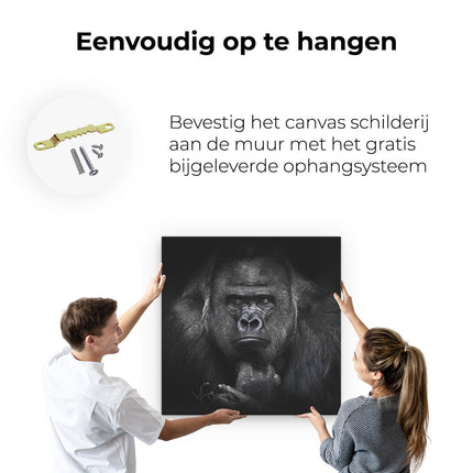Canvas schilderij ophangen Gorilla - Zwart Wit
