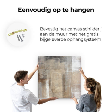 Canvas schilderij ophangen Abstracte Kunst Bruin met Beige