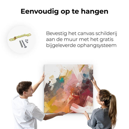 Canvas schilderij ophangen Abstracte Kunst - Kleurrijke Olieverf