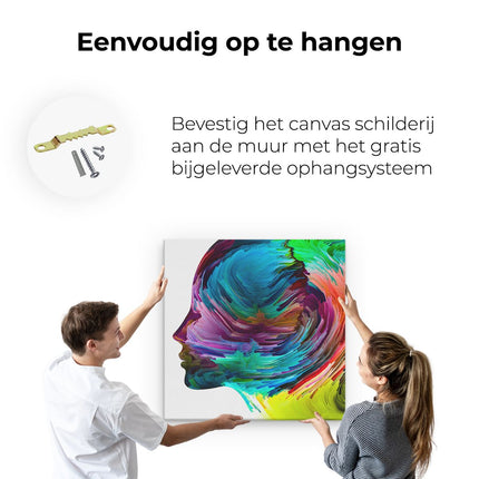 Canvas schilderij ophangen Abstracte Kunst van een Gezicht - Hoofd