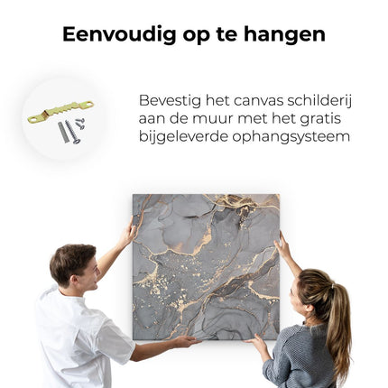 Canvas schilderij ophangen Abstracte Luxe Kunst van Marmer met Goud