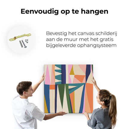 Canvas schilderij ophangen Abstracte Kleurrijke Kunst - Driehoeken