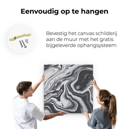 Canvas schilderij ophangen Abstracte Kunst - Zwart met Wit