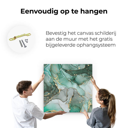 Canvas schilderij ophangen Abstracte Kunst - Blauwe Marmer met Goud