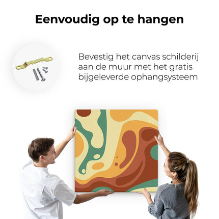 Canvas schilderij ophangen Abstracte Kunst - Organische Kleurrijke Vormen