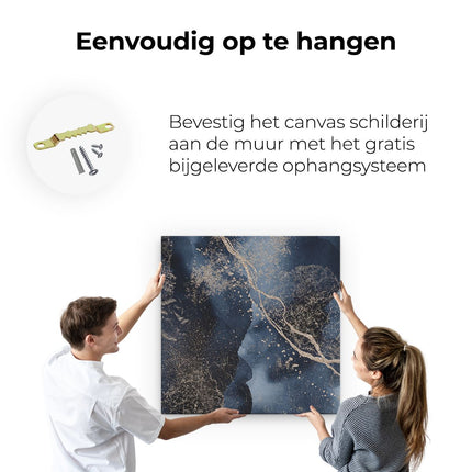 Canvas schilderij ophangen Abstracte Kunst - Zwarte Marmer met Gloed