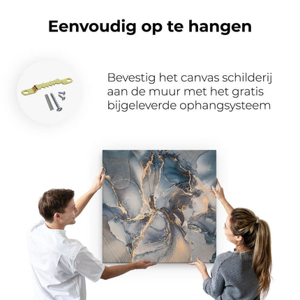 Canvas schilderij ophangen Abstracte Luxe Kunst - Zwart met Goud