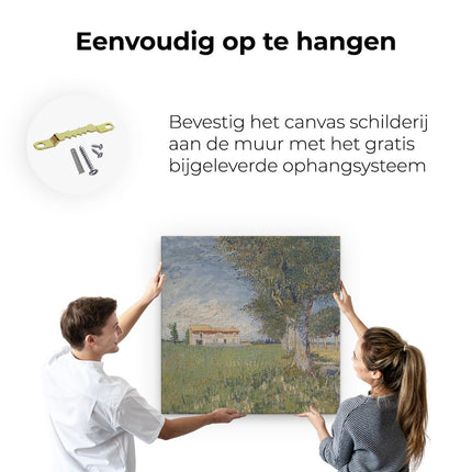 Canvas schilderij ophangen Boerderij in het Koren - Vincent van Gogh