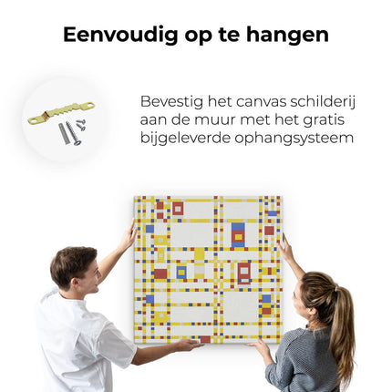 Canvas schilderij ophangen Broadway Boogie Woogie - Piet Mondriaan