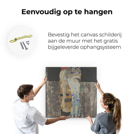 Canvas schilderij ophangen De Drie Levensfasen van de Vrouw - Gustav Klimt