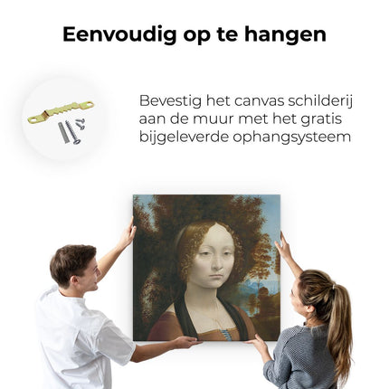 Canvas schilderij ophangen Ginevra de'Benci - Leonardo da Vinci