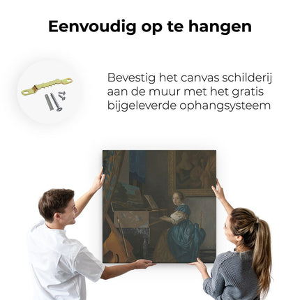 Canvas schilderij ophangen Zittende Virginaalspeelster - Johannes Vermeer