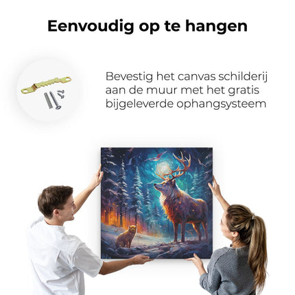 Canvas schilderij ophangen Dieren in het Magische Bos