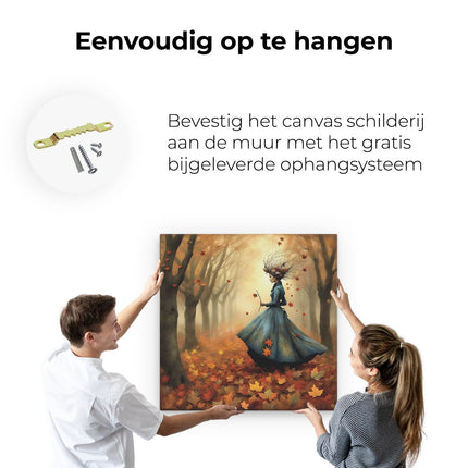 Canvas schilderij ophangen Magische Vrouw in het Herfstbos