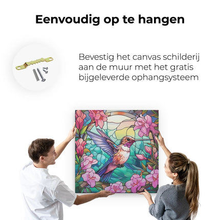 Canvas schilderij ophangen Kolibrie van Glas in Lood