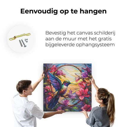 Canvas schilderij ophangen Kolibrie van Glas in Lood