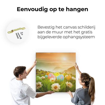 Canvas schilderij ophangen Paaseieren in de Natuur