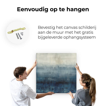 Canvas schilderij ophangen Abstract Kunstwerk van Blauw en Wit