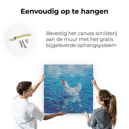 Canvas schilderij ophangen Haan ​​die in de Oceaan Zwemt