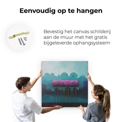 Canvas schilderij ophangen Paarse Bomen in de Lucht