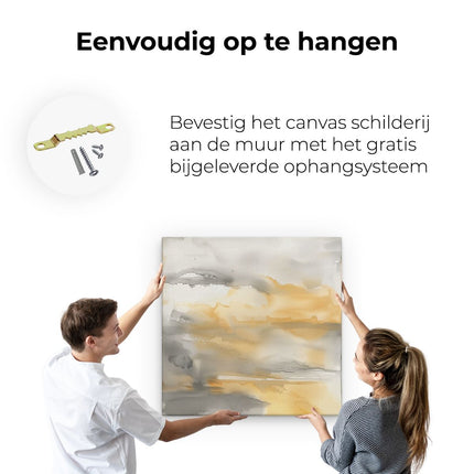 Canvas schilderij ophangen Abstract Kunstwerk van een Gele en Grijze Lucht