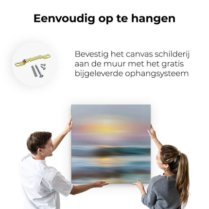 Canvas schilderij ophangen Wazig Beeld van een Zonsondergang boven de Oceaan
