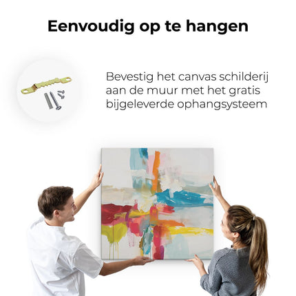 Canvas schilderij ophangen Abstract Kunstwerk met Heldere Kleuren