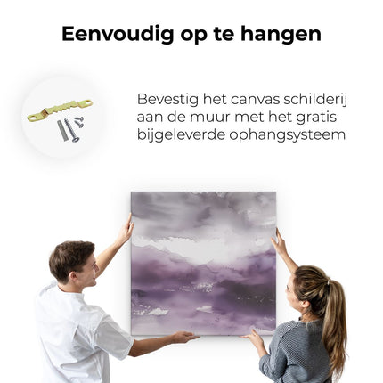 Canvas schilderij ophangen Aquarelkunstwerk van een Paarse Lucht