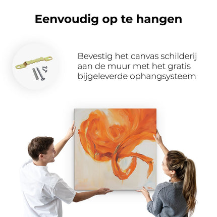 Canvas schilderij ophangen Kunstwerk van een Oranje Bloem