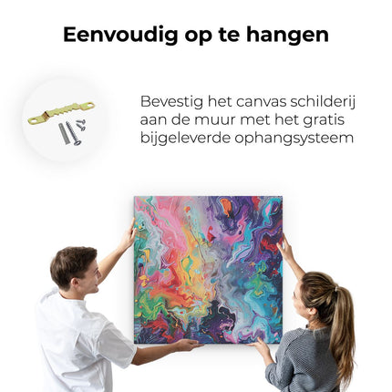 Canvas schilderij ophangen Abstract Kunstwerk met Kleurrijke Wervelingen en Wervelingen